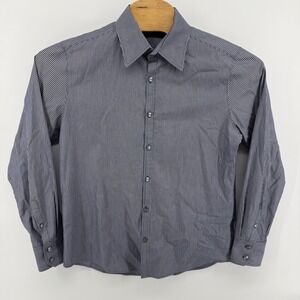 Theory Mens Striped Dress Shirt Long Sleeve Button Down Size L Blue White